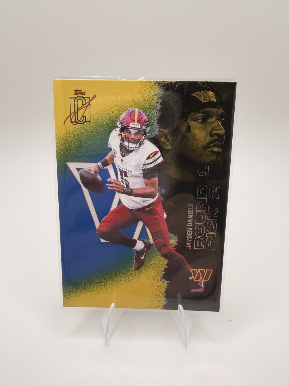 2025 Topps Signature Football #57 Jayden Daniels Yellow/Blue Parallel